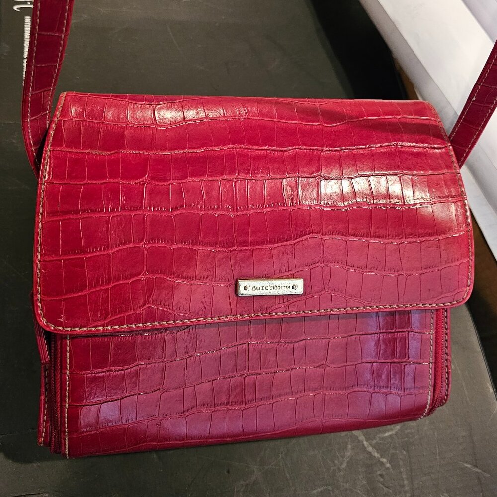 Liz Claiborne Cross Body Crocodile Red Leather Shoulder Bag